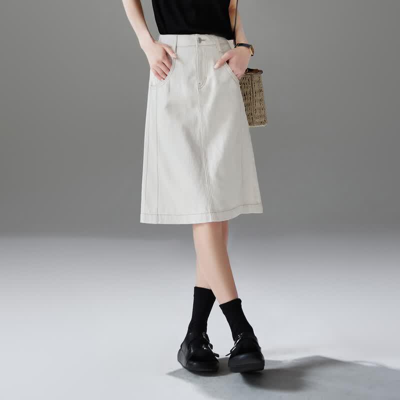 SOFSIL Women s Summer A-Line Denim-Style Skirt M