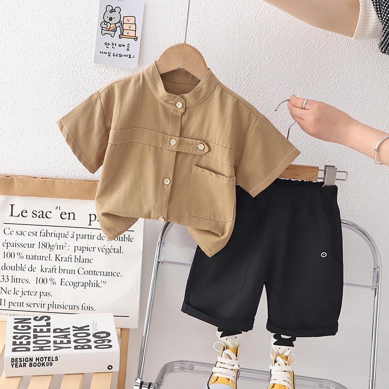 Toddler Boys' Japanese-Style Summer Two-Piece Set - Short-Sleeved Shirt and Shorts