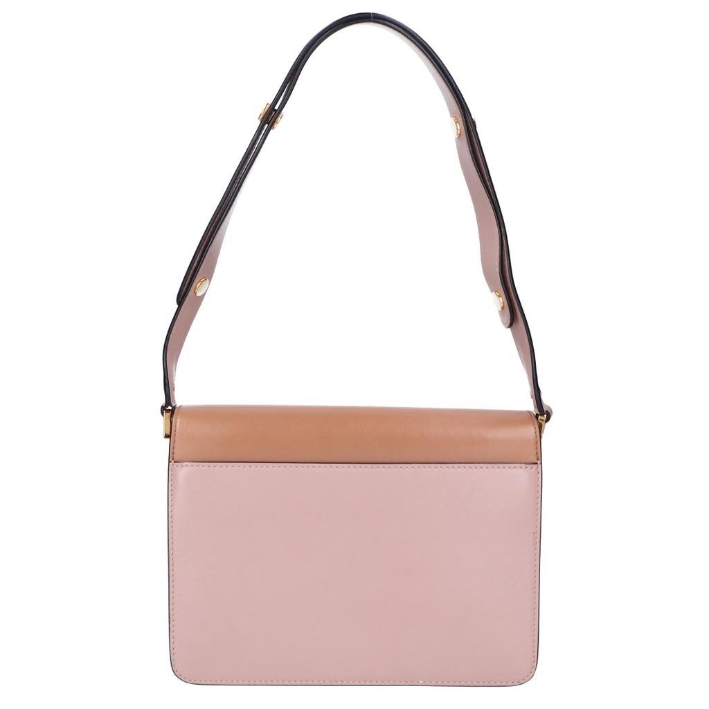 MARNI TRUNK Medium Calfskin Bi-Color Leather 2-Way Shoulder bag Brown / pink beigeUsed
