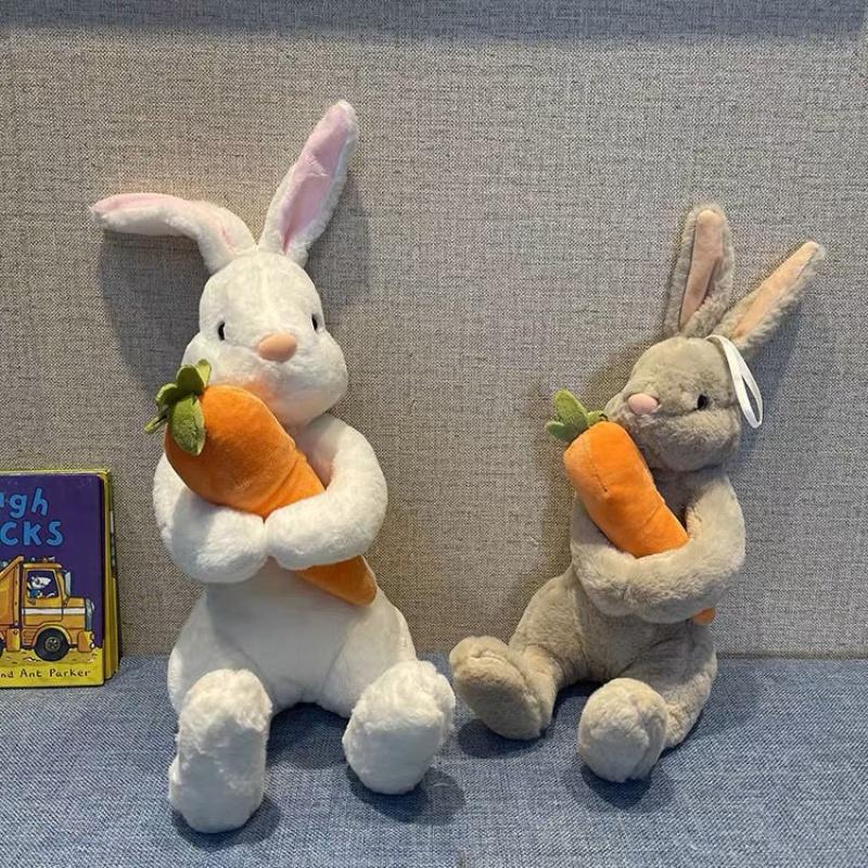 Cute Cartoon Rabbit Plush Toy With Carrot, Brown Short Plush Stuffed Animal Doll For Kids Gift 75 Characters