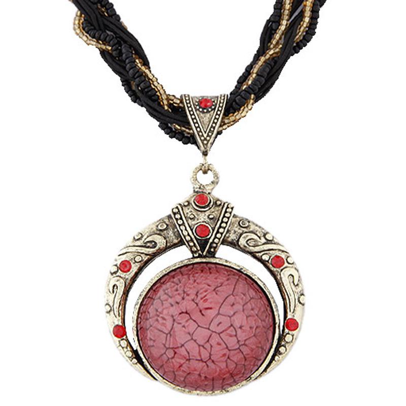 Retro handmade necklace, retro disc dream Mediterranean love rice bead sweater chain