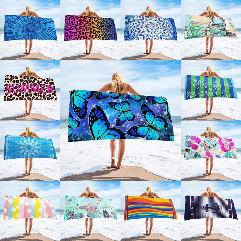 Printed Microfiber Beach Towel With High Water Absorption For Beach And Outdoor Activities