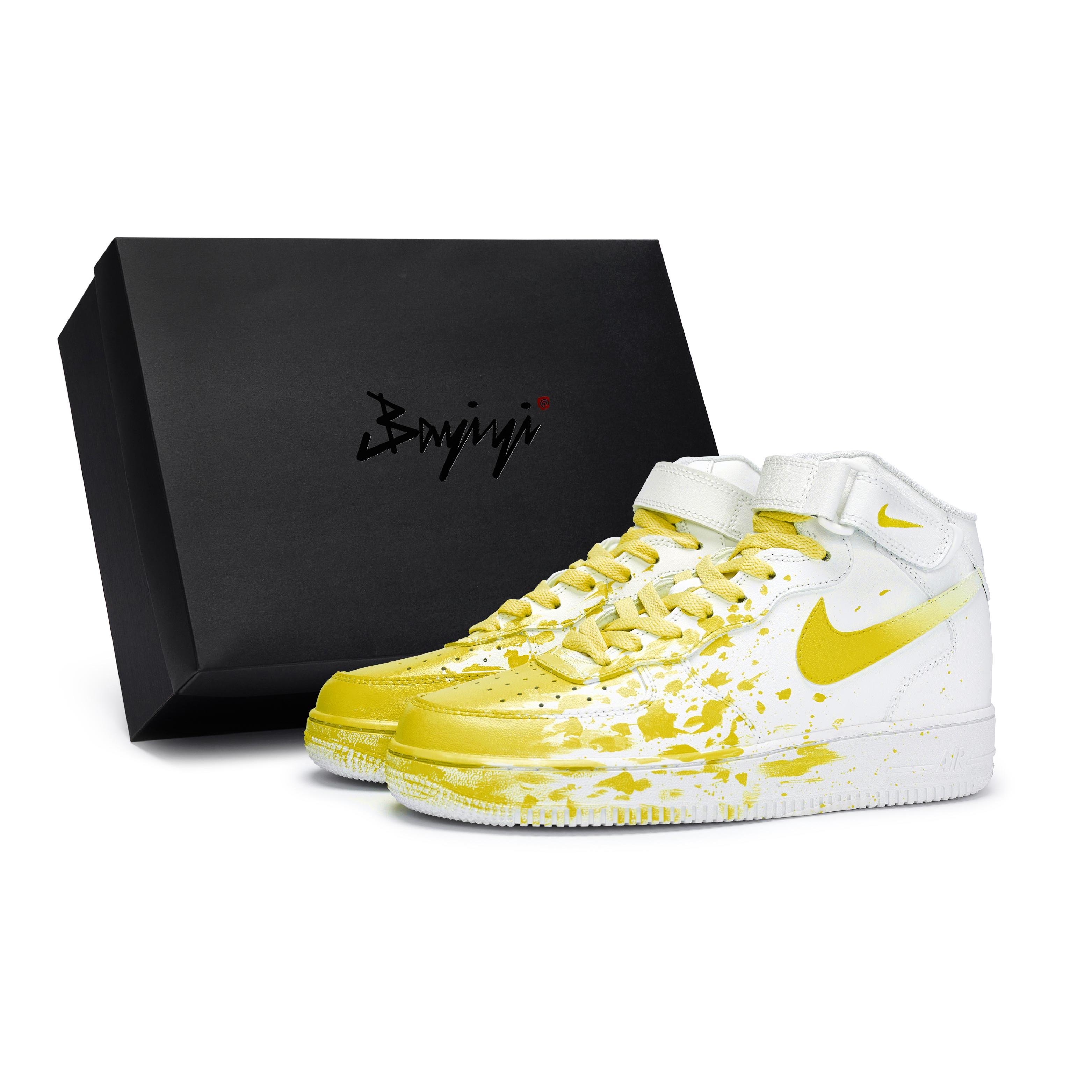 

Nike Air Force 1 Coverage Slip Resistant And Abrasion Resistant Mid top Skateboard Shoes Men s White Yellow CW2289-111(Team80-SBOX) 40.5