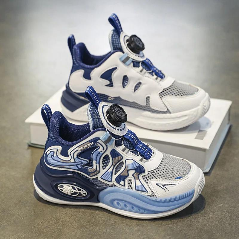 2024 Neue leichte Jungen-Sportschuhe für Kinder, Laufschuhe mit atmungsaktiver Mesh-Oberfläche, große Kinder-Basketballschuhe