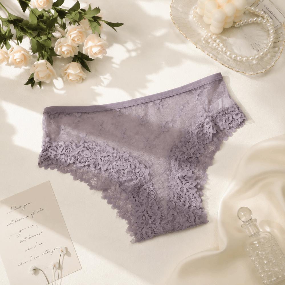 Seamless Lace Trim Briefs Transparent Women Lace Panties Breathable Sheer Mesh Underwear  Girls