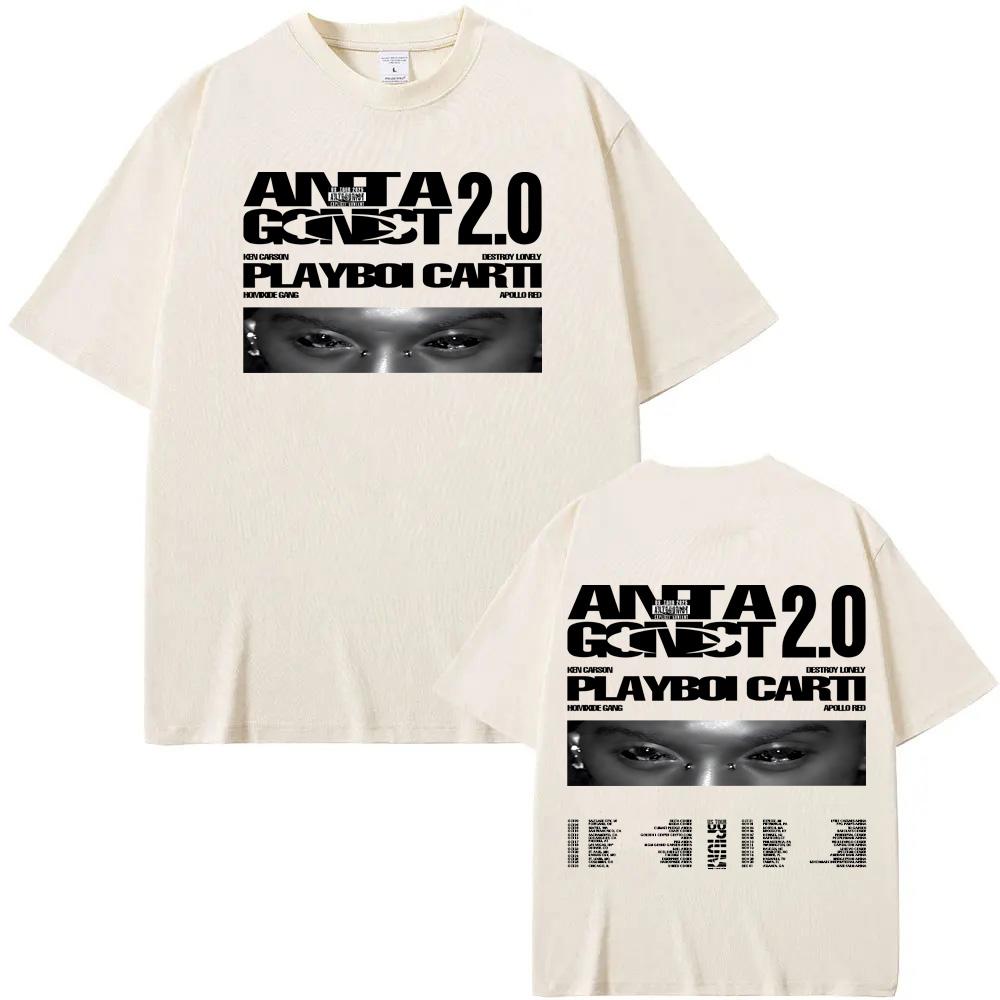 Camiseta Playboi Carti-Antagonist TOUR Gráfica Hip Hop 100%Algodón Alta Calidad Camiseta Casual Ropa Punk Estilo del Mismo Cantante