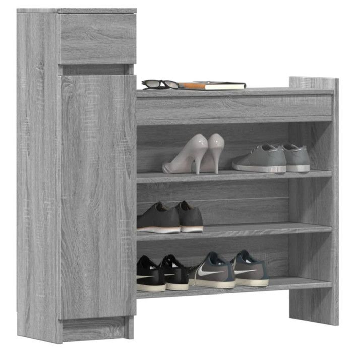 Armoire à chaussures sonoma gris bois d ingénierie