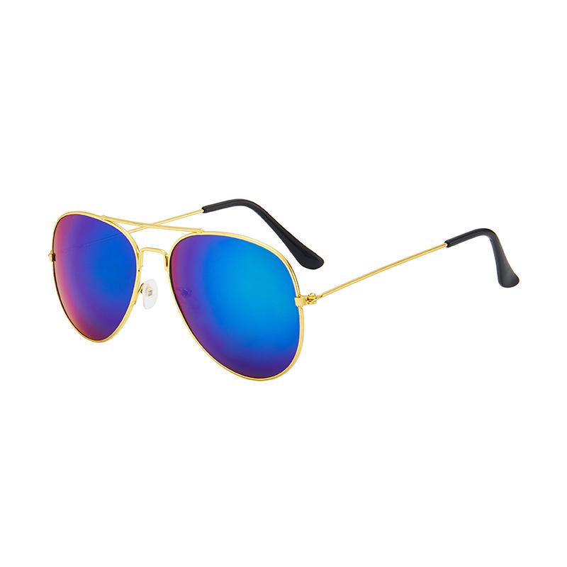 Unisex Aviator Frog Mirror Sunglasses - Multicolor Metal Frame