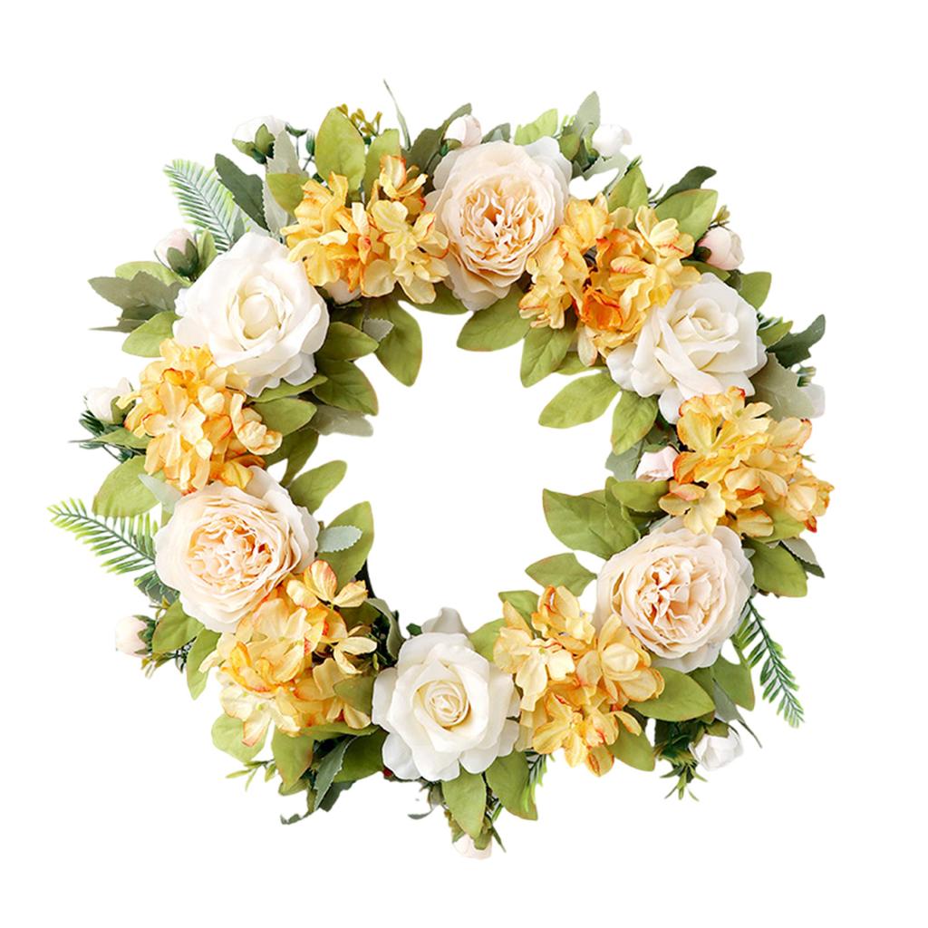Practical Handmade Silk Rose Wreath with Leaf Portable Accessory for Weddings and Home Decoration Florals Garlands