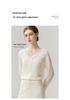 Elegant Women's French Lace Trimmed Cashmere Cardigan with Tassels – Age-Reducing Patchwork Design