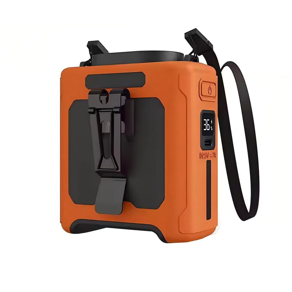 10000mAh Portable Waist Fan Outdoor Hanging Neck Fan Strong Wind with Power Bank LED Lighting for Sports Cook Outdoor Working