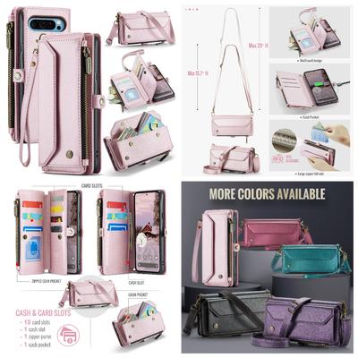 For Google Pixel 7a/Pixel 8/Pixel 8 Pro/Pixel 9/Pixel 9 Pro/Pixel 9 Pro XL/Pixel 9a Multifunctional Storage PU Leather Crossbody Phone Case