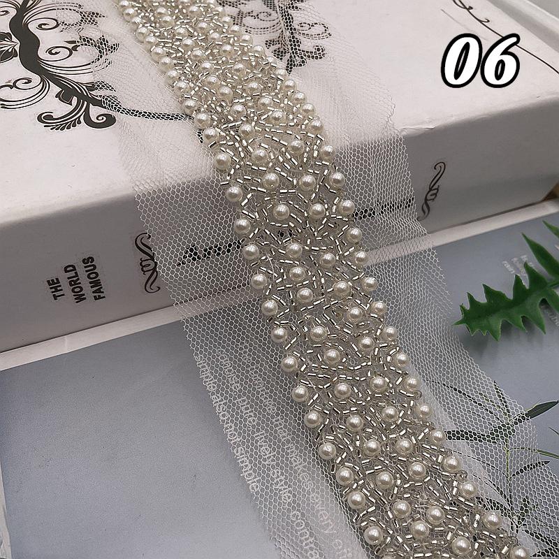 Perlenbesetztes Spitzenband Spitzenstoff Perlenfransenbesatz Bestickte Kragendekoration Afrikanischer Spitzenstoff Nähen DIY Handwerk