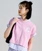 Covernat Woman Crop C Logo Over T-Shirt Pink