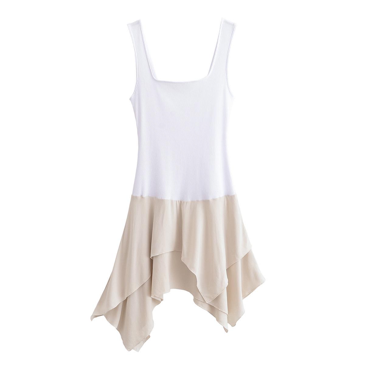 

Весеннее женское платье 2025 года в стиле пэчворк с квадратным вырезом и широкими бретелями - европейский и американский стиль Medium белый