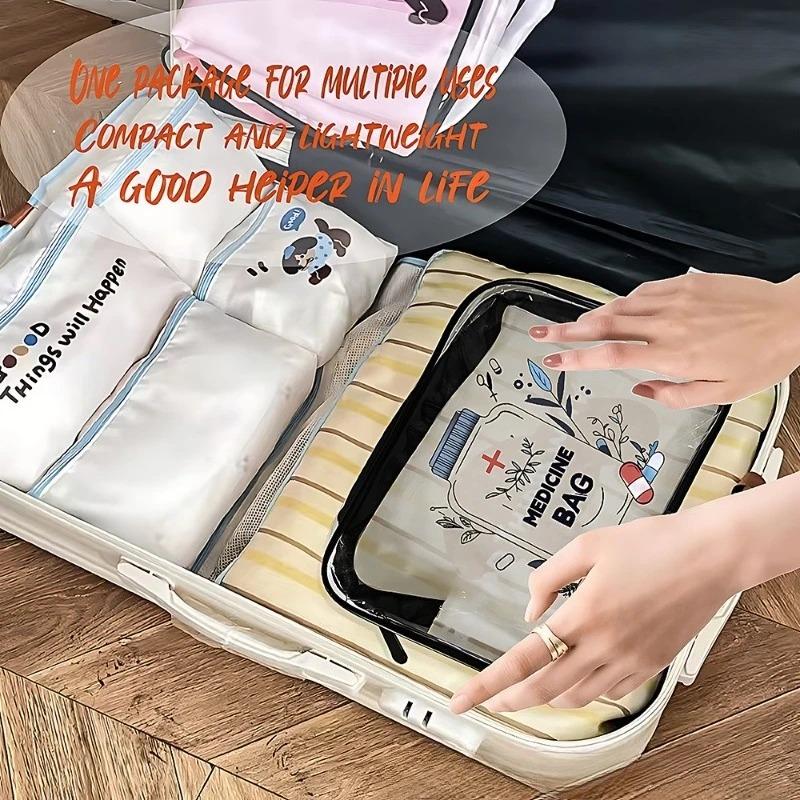 Large Capacity Transparent Travel Makeup Bag-Portable Multi-Functional Organizer for Cosmetics, Pills & Outdoor Toiletry Storage