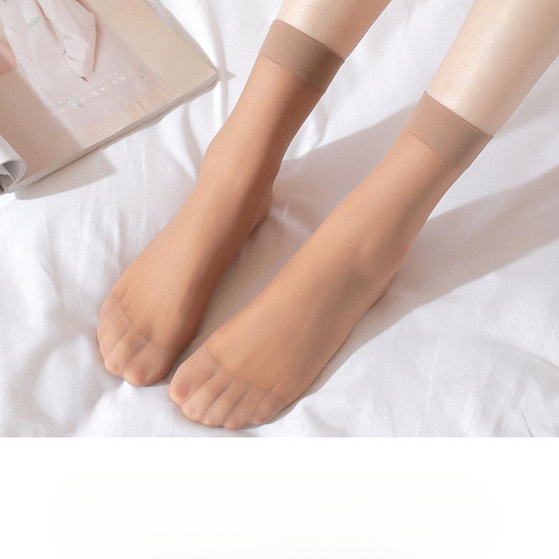 10 Pairs of Women's Summer Thin Cotton Bottom Non Slip Anti Hook Wire Tube Steel Stockings