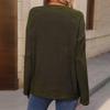 Camiseta holgada de manga larga con botones y cuello redondo de color liso a la moda para mujer