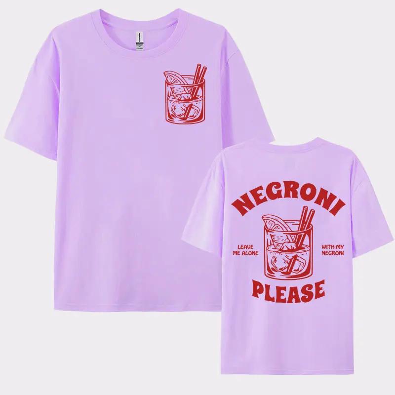 Negroni Please Vintage Streetwear T Shirt Funny Cocktail Drink Cute Graphic Meme T-shirts Men Women Cotton Short Sleeve T-shirt