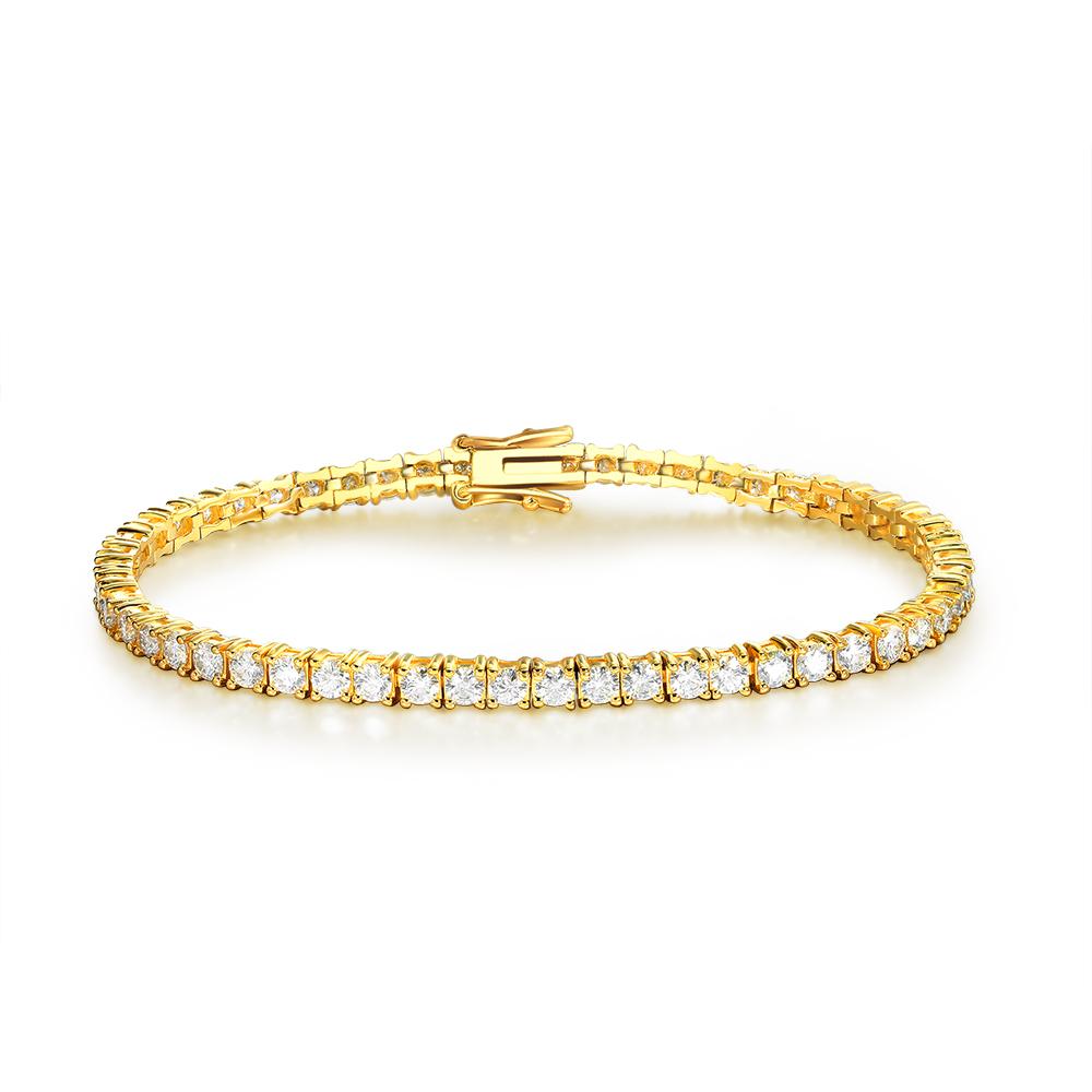 OEVAS 3mm High Carbon Diamond Tennis Bracelet S925 Silver Plated Gold Lab Diamond Bracelet Fine Jewelry