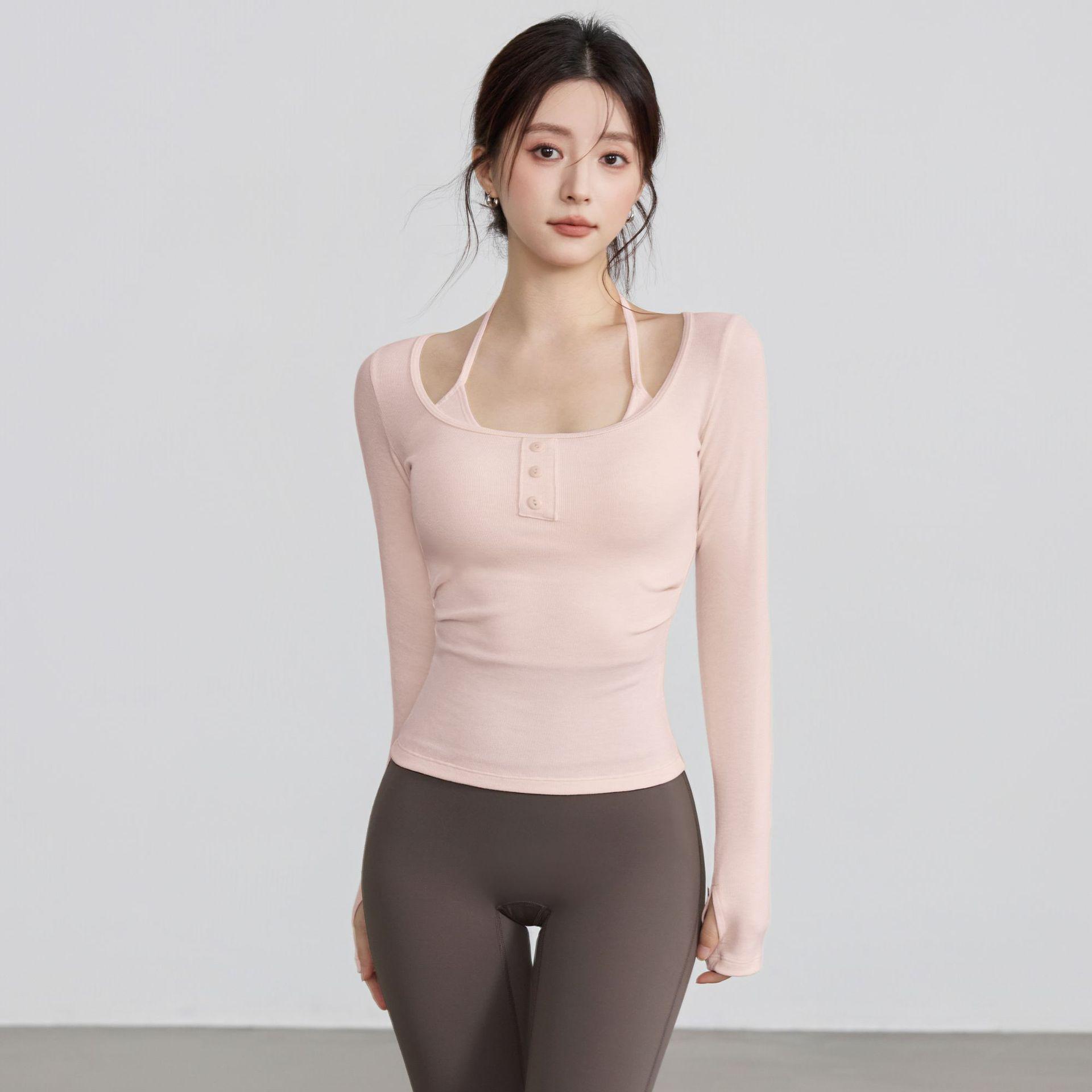 

Autumn Slim Fit Two-Piece Halter Neck Yoga Top with Long Sleeves M (Recommended Weight 95-105 jin)