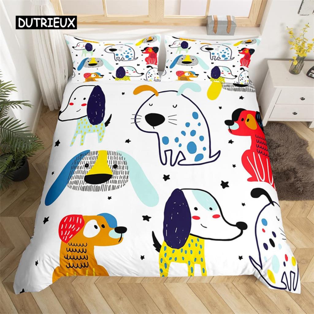 Cartoon Animal Duvet Cover Twin King Cute Cat Bedding Set Microfiber Paw Butterfly Floral Comforter Cover For Kids Girl Bedroom