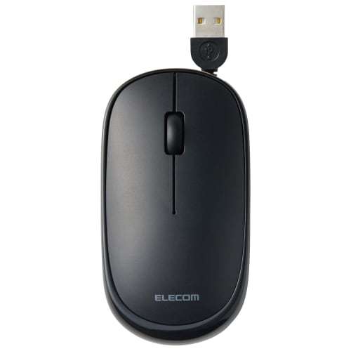 ELECOM Wired Mouse Slint Quiet Thin Mobile 3 Button Cable Winder Black M-TM10UBBK M Size