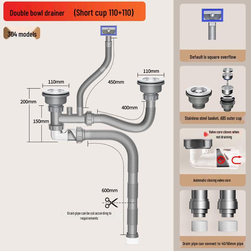 

Kitchen Sink Drain Pipe Kit