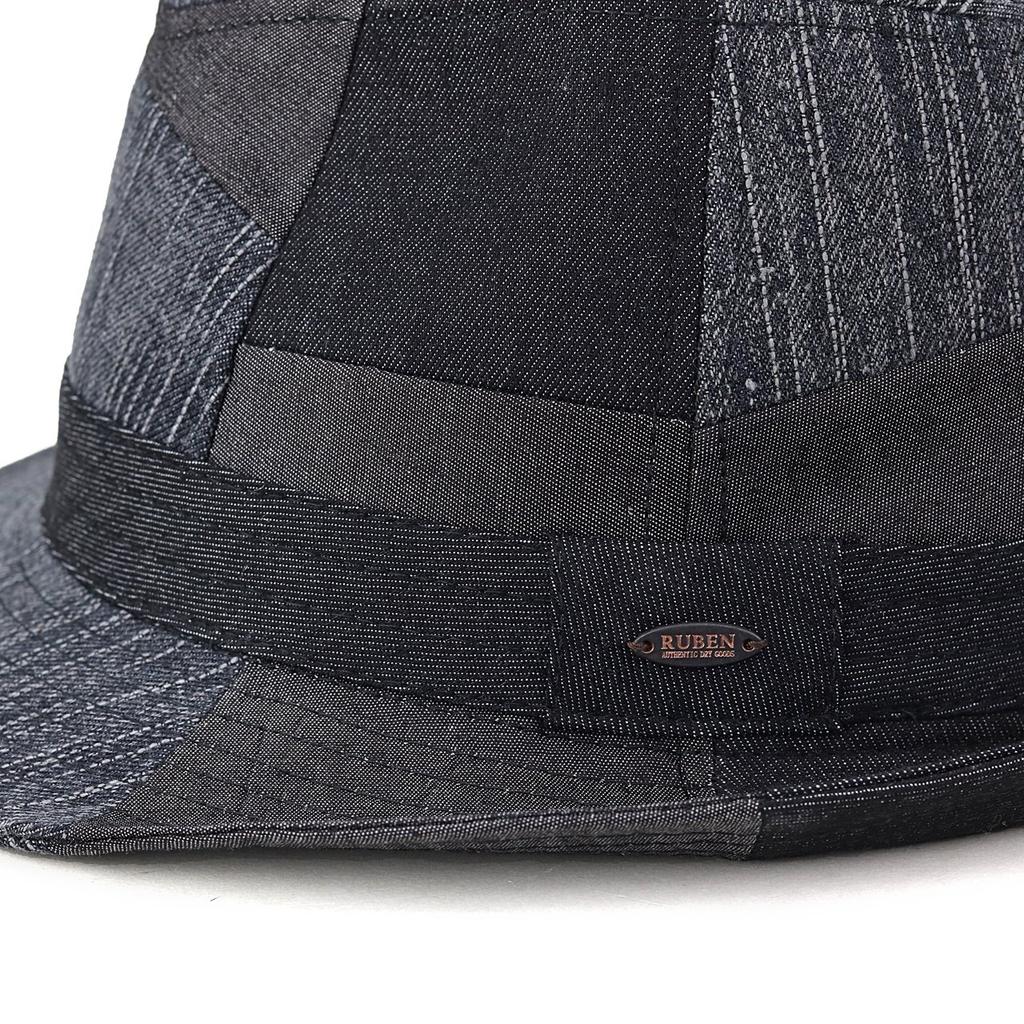 RUBEN Ruben Denim Size 58cm Black Hat, Fedora, Patchwork, Spring/Summer, (Approx. 55.5cm-58.5cm),