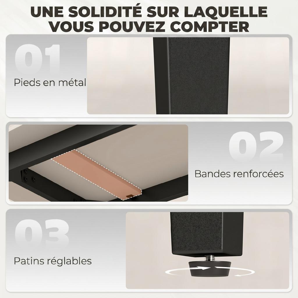 Dining Table for 4, Modern Kitchen Table with Sintered Stone Tabletop, Metal Legs, Brown