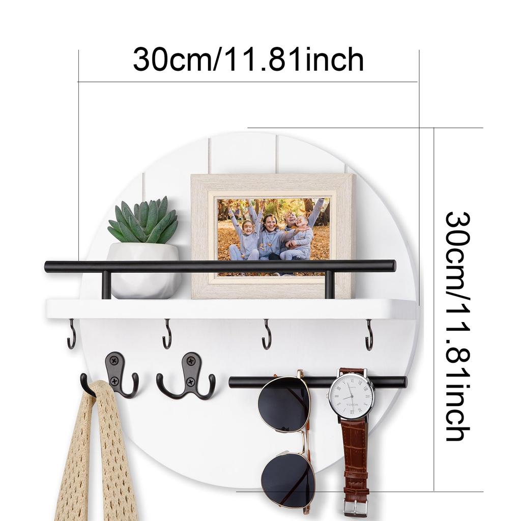 Wall Mount Key Holder with Hook Entryway Key Rack Wear Resist Multi-Function Storage Rack for Wallet Glasses Umbrella Hat