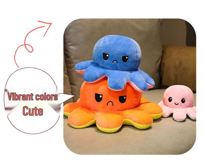 Reversible Double-Sided Octopus Plush Toy - Cute Face-Changing Doll for Girls Birthday Gift