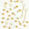 32Pcs Dreadlock Hair Accessories, Hip-hop Style Hair Charms, Star Chain Pendants Hair Beads Rings for Styling Daily Festivals Parties