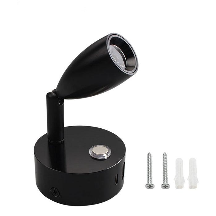 RV DC 12V 24V Type C USB LED Dimmable Spotlight,Small Reading Light with USB Charging Port ,Touch Dimming Warm Lamp for Ship