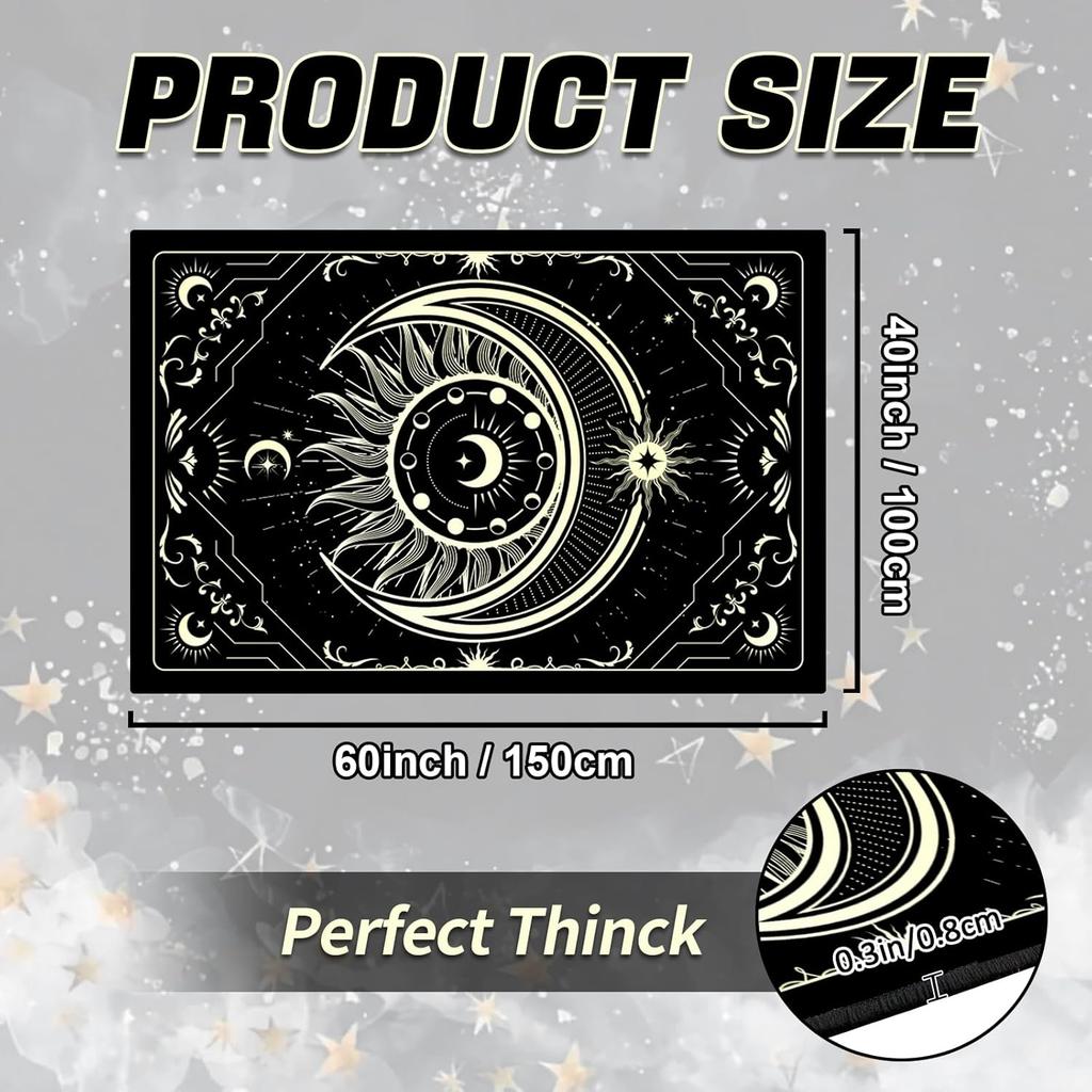 Moon and Snake Boho Area Rug, Non Slip Bohemian Design Rugs for Bedroom Living Room,Gothic Style Stars Floor Mat Pad Area Carpet