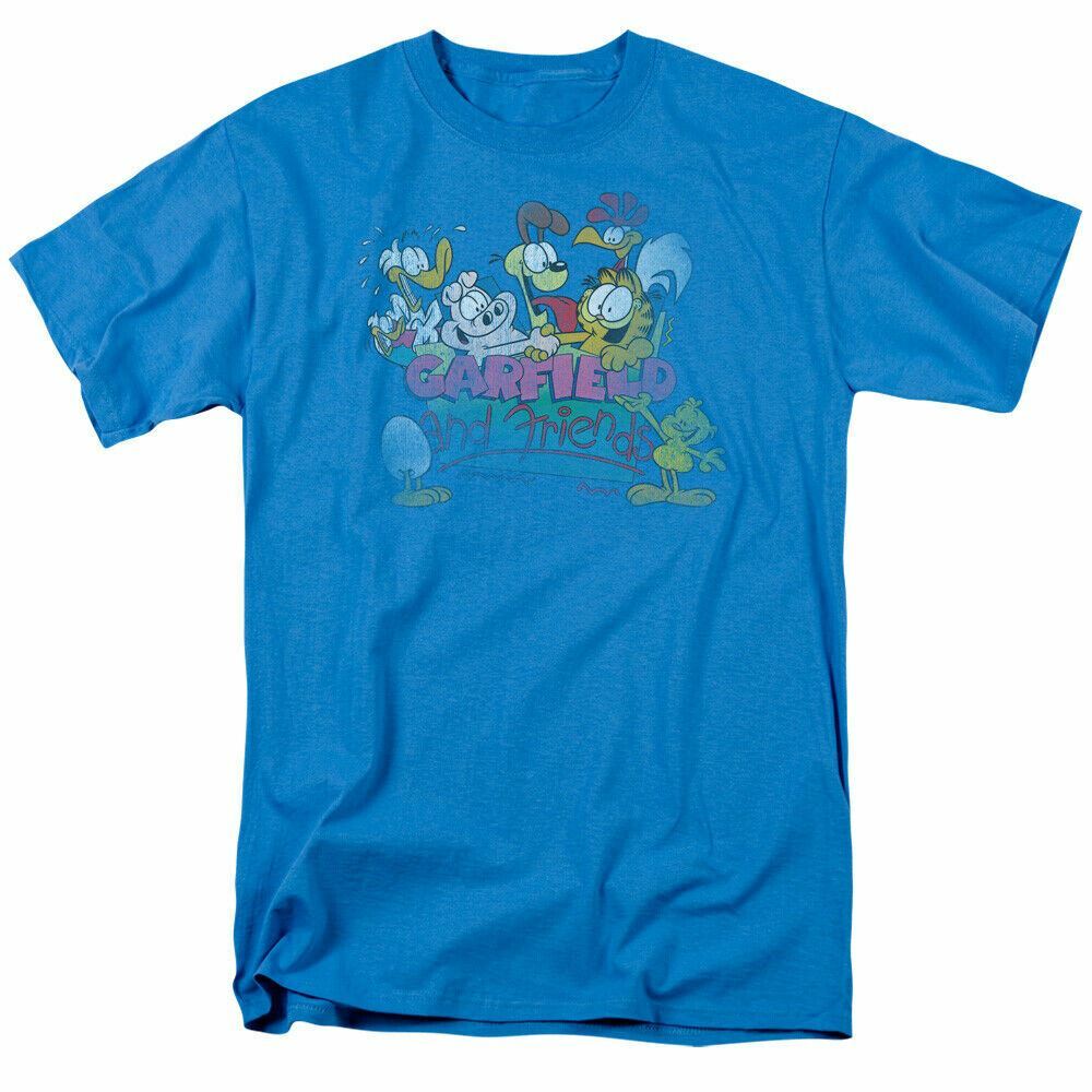 Garfield and Friends T Shirt Mens Licensed Cat Jim Davis Comics Tee Turquoise XXL