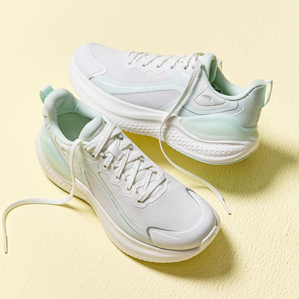 Anta Cloud Bounce Soft Bottom Comfortable Shock Absorption Rebound Low Top Casual Running Shoes Women sneaker White Green 922535537-2