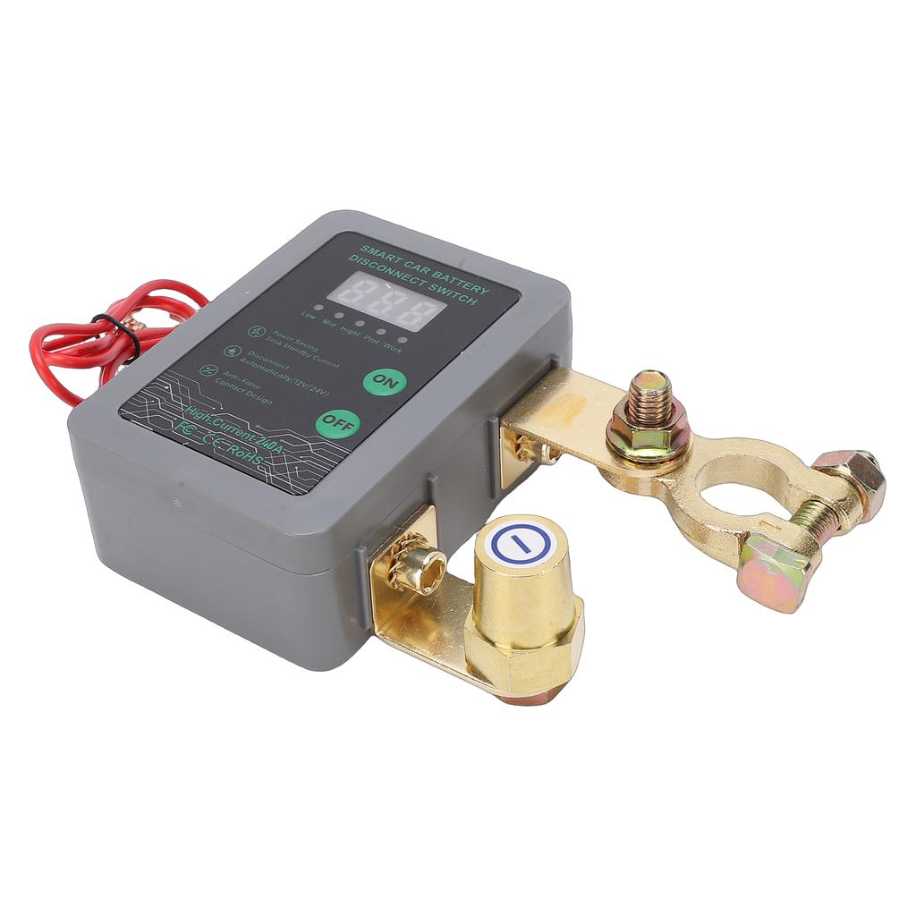 Intelligent Battery Disconnect Switch, 12V 24V Digital Display Manual Remote Battery Isolator for Cars, SUVs, MPVs, EVs