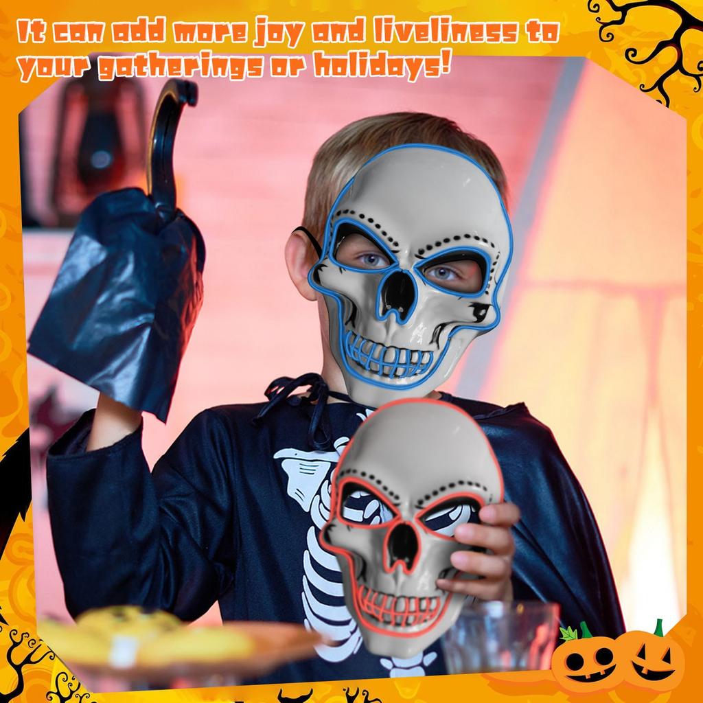 PVC Whites Skulls Mask Led Mask Halloween Luminous Mask Holiday Party Luminous Cold Light Masks