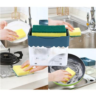 2-in-1Sponge Rack Soap Dispenser Soap Dispenser And Sponge Caddy 13 Ounces