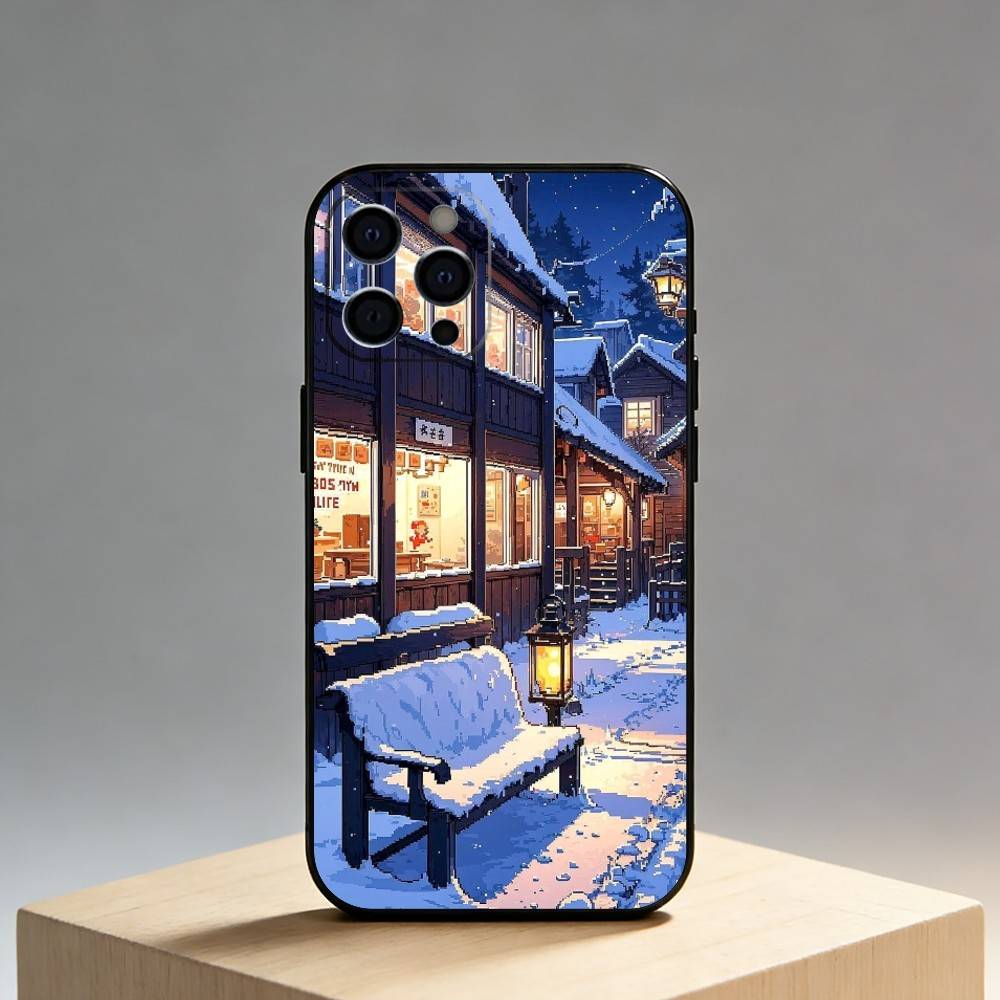 Japan Showa Era Phone Case For iPhone17,16,15,14,13,12 Plus,Max Soft Silicone Black Cover