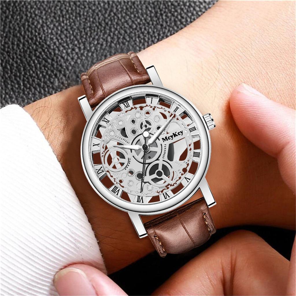 Fashion Men's Leather Alloy Watches Quartz Wrist Watch Business Watches