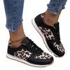 Sneakers large size new splicing lace-up sneakers annual low-top leopard print sports and leisure shoes women