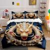 Golden Dragon Decorative Set Bedding Set with 1 Duvet Cover 2 Pillowcases Single Double King Queen Gift