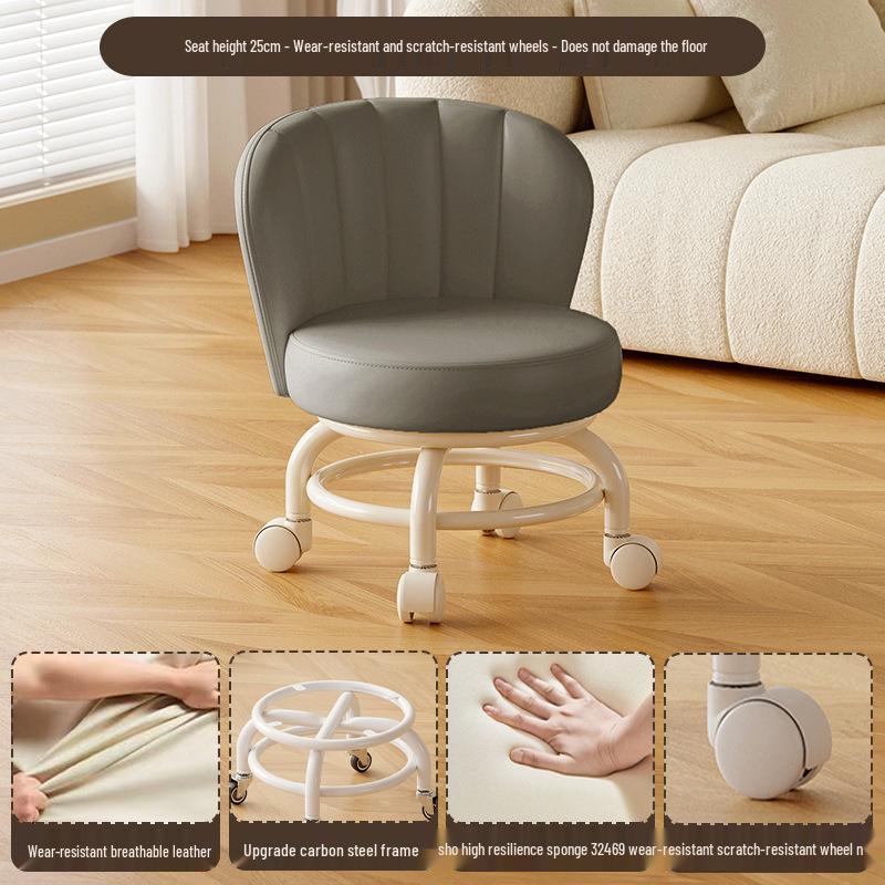 Children s Rotating Stool with Backrest and Silent Wheels