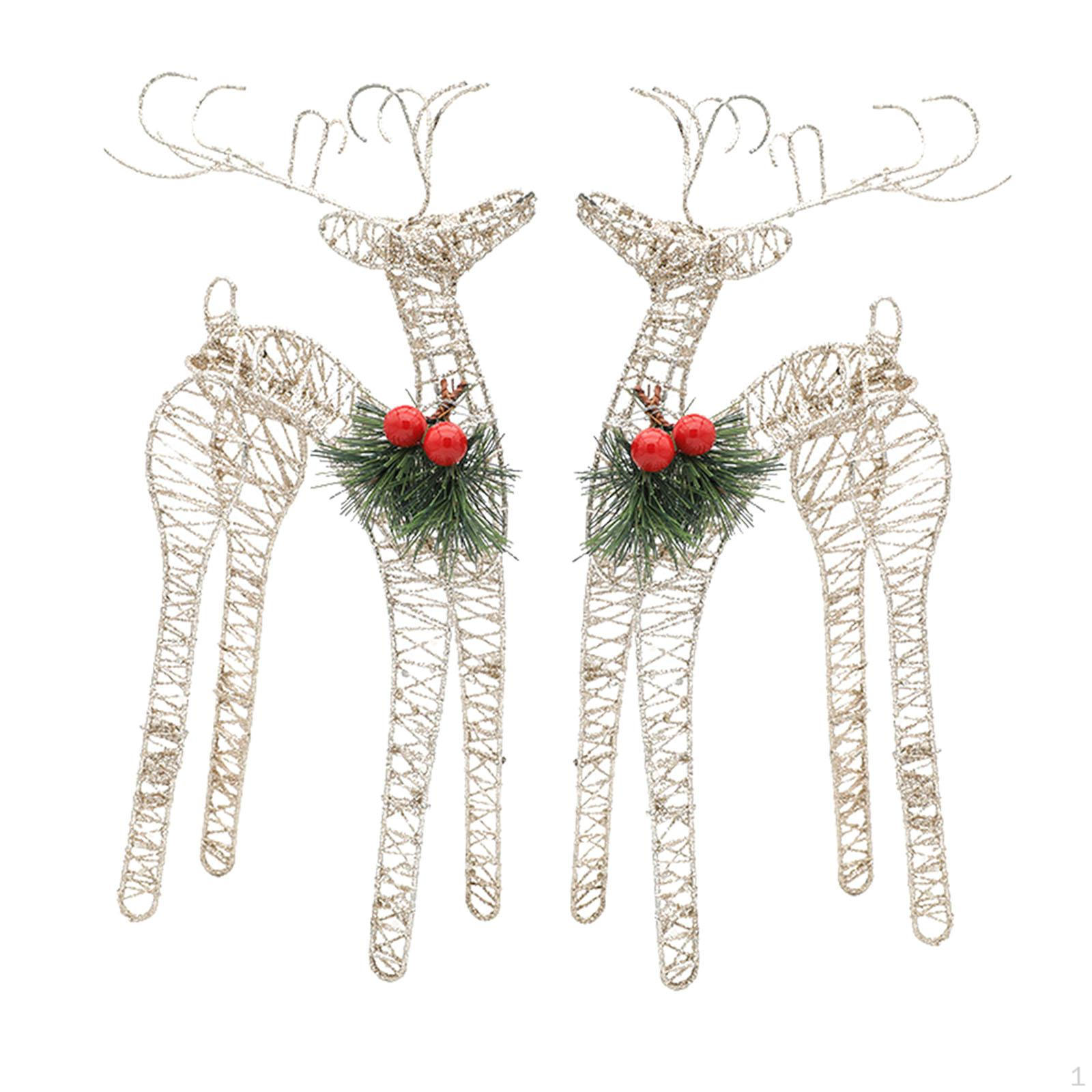 

2 шт. Рождественские украшения, украшения в виде оленей, настольные декоративные светящиеся фигурки оленей, украшение для двора шампанского