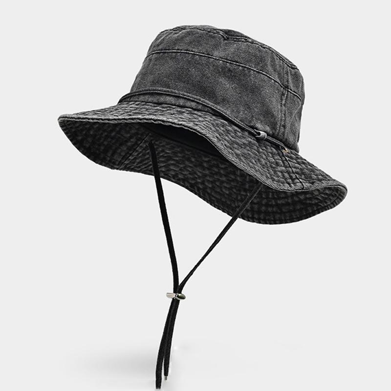 Nuovo Cappello Secchiello in Denim Lavato Donna Cappello da Sole da Esterno Unisex Cappelli Bob Panama da Pescatore