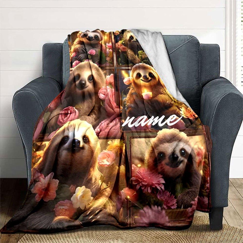 Sloth Serenity Gift Customizable Blanket Customize Text Comfortable Texture Throw For Sofa Couch Office Bed Picnics For All Occasions Stylish Decor