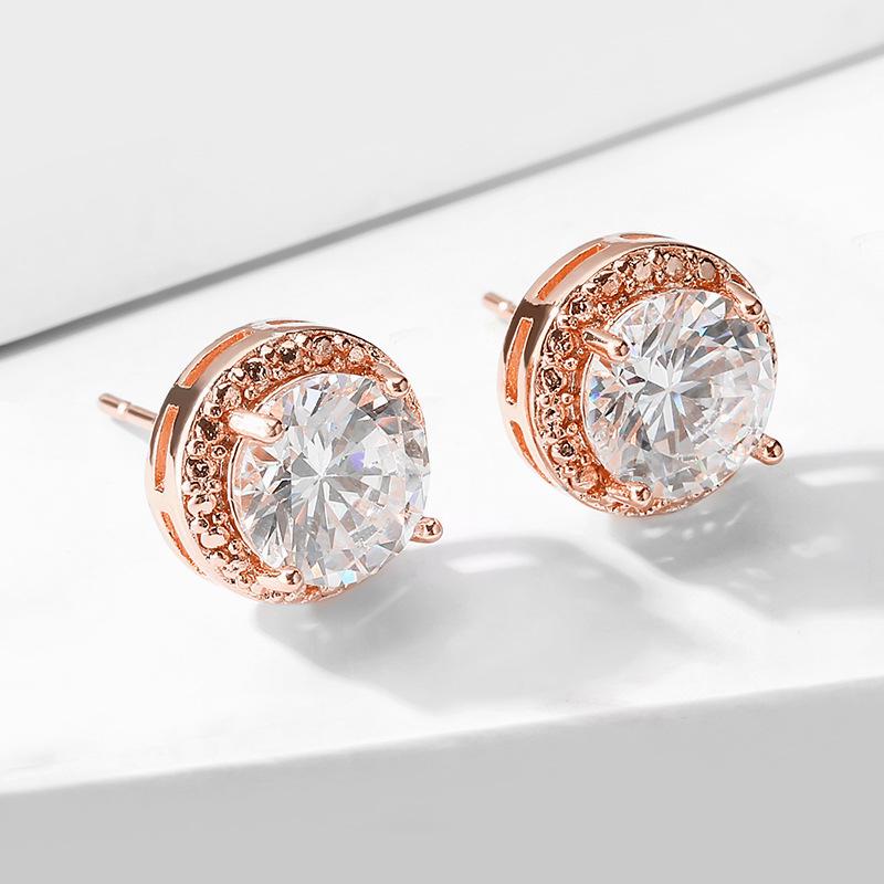 RAKOL Korean Style Geometric Zircon Stud Earrings