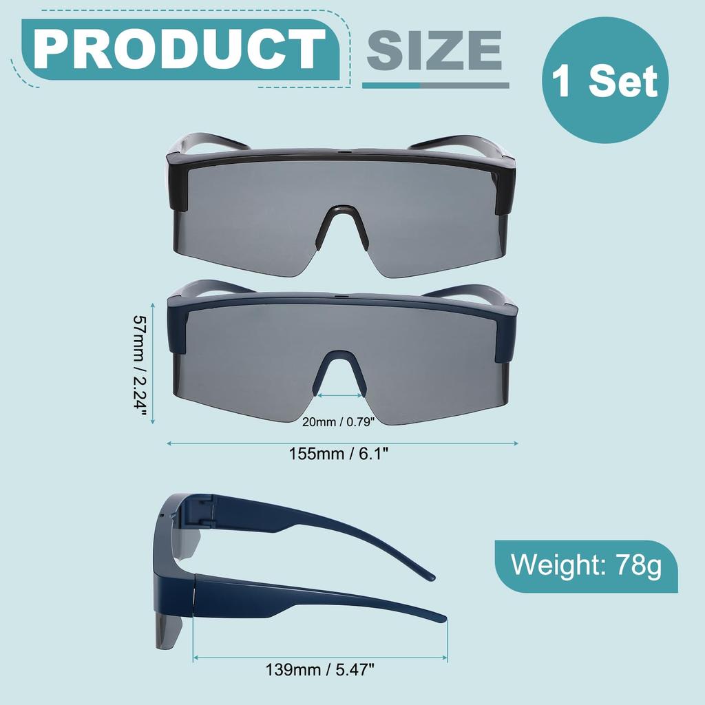 Set of 2 Sports Sunglasses for Polarized Mountain Gray [uxcell] Cycling, Lenses, Men's & Women's, Bike, Driving, Blue/Black &